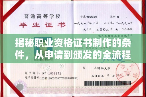 双清揭秘职业资格证书制作的条件，从申请到颁发的全流程解析